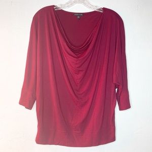 Eileen Fisher Cowl Neckline 3/4 Length Dolman Sleeve Burgundy Top Size S…